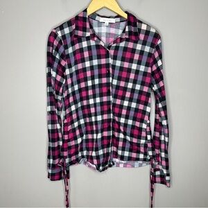 Eden & Olivia pink plaid button down flannel